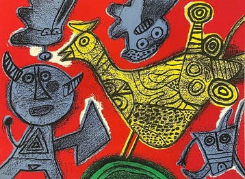 Corneille (1922-2010) - Le diable et loiseau, Antiek en Kunst
