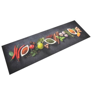 vidaXL Keukenmat wasbaar kruidenprint 60x180 cm fluweel, Verzenden