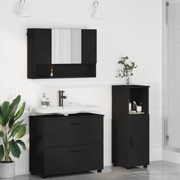 vidaXL Badkamermeubel Set 3 st Zwart 76,5 x 35 x 64 cm, Huis en Inrichting, Badkamer | Badkamermeubels, Verzenden, Nieuw