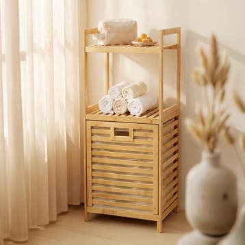 Panier à linge bambou premium - 30 x 40 x 95 cm | 25 l, Verzenden