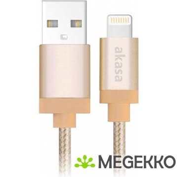 Akasa AK-CBUB31-10GL 1m USB A Lightning Goud USB-kabel, Verzenden, Nieuw