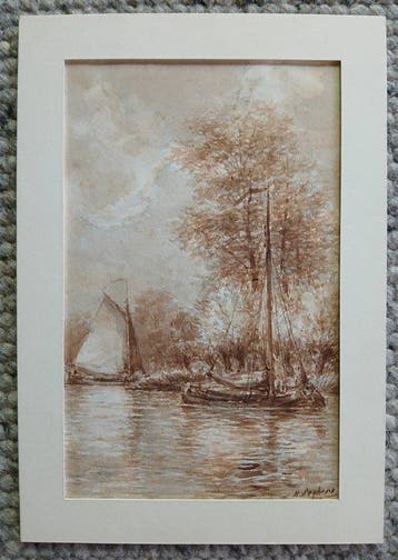 Henri Seghers (1848-1919) - Boten op de Schelde - omgeving