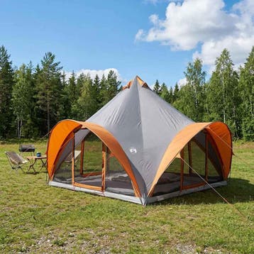 vidaXL Tipi Tent met dak Grijs en Oranje 6-persoons, Verzenden, Nieuw