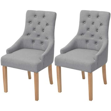 vidaXL Eetkamerstoelen 2 st stof lichtgrijs, Verzenden, Nieuw