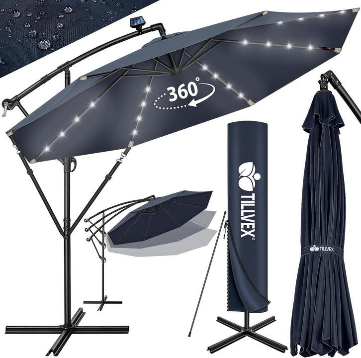 Zweefparasol - Tuinparasol - Parasol 350 cm - Met voet - Met, Jardin & Terrasse, Parasols, Envoi