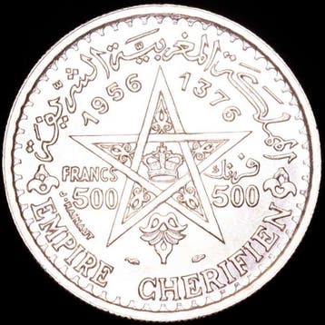 Marokko. Mohammed V. 500 Francs Minted in Paris, 1376 H