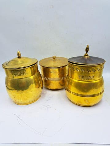 Daalderop Tiel - Pot - Messing - Drie Tabakspotten