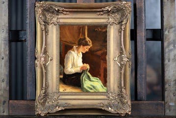 Cornelis de Voogt (1893-1973) - Handwerkende Dame, Antiek en Kunst