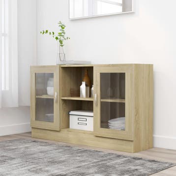 vidaXL Vitrinekast 120x30,5x70 cm bewerkt hout sonoma, Verzenden, Nieuw