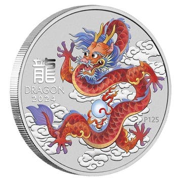 Australië. 2024 4 oz Australian Coloured Lunar Year of the