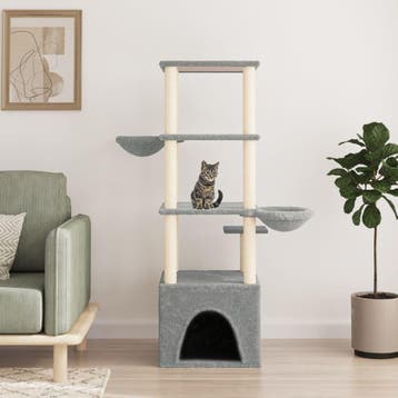 vidaXL Kattenmeubel met sisal krabpalen 147 cm lichtgrijs, Verzenden