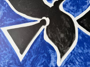 Georges Braque (1882-1963) - Oiseau sur fond bleu, Antiquités & Art