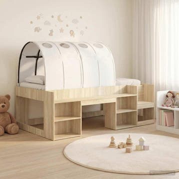 vidaXL Bedframe met Tunnel 3 st Sonoma eiken en wit Bewerkt, Verzenden