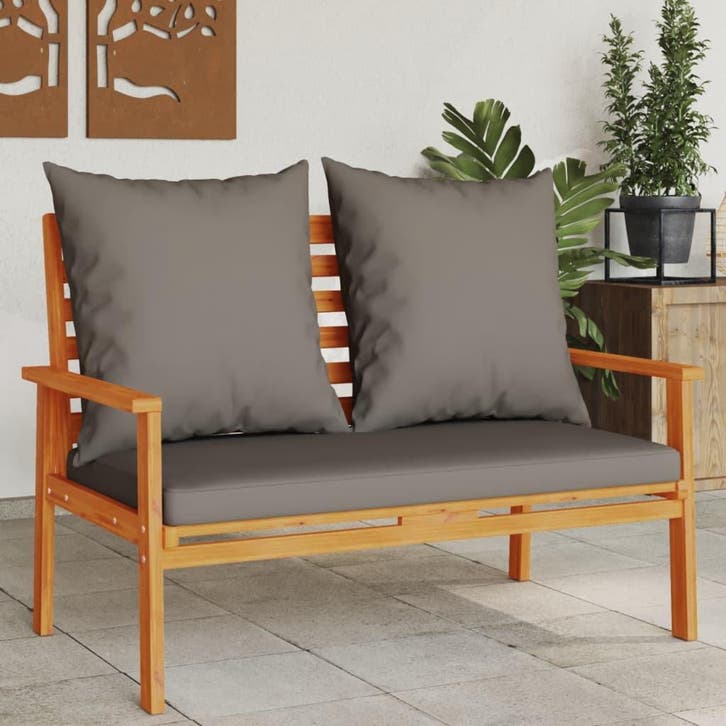 vidaXL Tuinbank met kussen 120 cm massief acaciahout, Tuin en Terras, Tuinsets en Loungesets, Nieuw, Verzenden