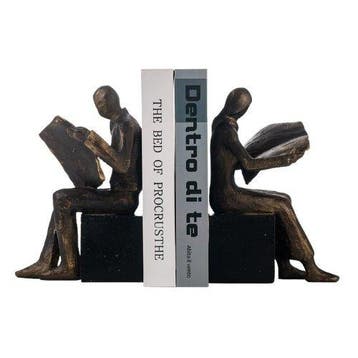 sculptuur, Artistic Reader Bookends – Bronze Effect