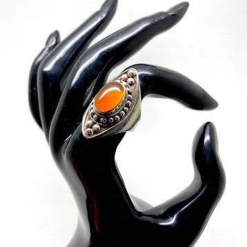 Oude echte Baltische barnsteenring in sterlingzilver 10,0 g
