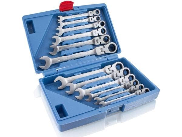 Veiling - Ratelsleutelset - 12-delig - 6/19 mm - Incl. koffe, Doe-het-zelf en Bouw, Gereedschap | Handgereedschap, Nieuw