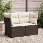 vidaXL Tuinbank 2-zits met kussens poly rattan bruin, Verzenden