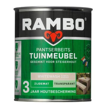 Rambo Pantserbeits Tuinmeubel Transparant Zijdemat Whitewash, Doe-het-zelf en Bouw, Verzenden, Nieuw