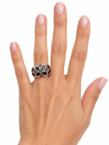 Zonder minimumprijs - Ring Zilver Granaat, Nieuw