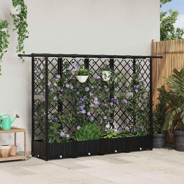 vidaXL Verhoogd Bed met Trellis en Dak Zwart 202,5 x 40 x, Verzenden, Nieuw