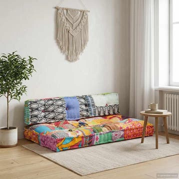 vidaXL Bankkussen pallet stof patchwork meerkleurig, Verzenden, Nieuw