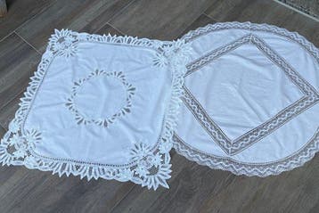 Housse de table (2) - 85 cm - 85 cm - Dentelle à fuseaux