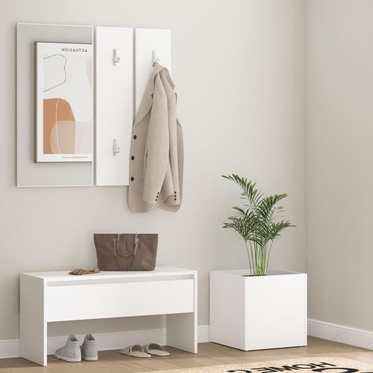 vidaXL Garderobe set bewerkt hout wit, Huis en Inrichting, Overige Huis en Inrichting, Nieuw, Verzenden