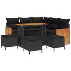 vidaXL Tuinbank Set 9 pcs Zwart Poly Riet en Poedergecoat, Verzenden