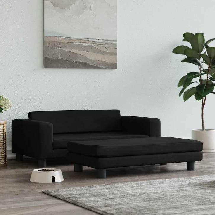 vidaXL Hondenmand met verlengstuk 100x50x30 cm fluweel zwart, Dieren en Toebehoren, Honden-accessoires, Nieuw, Verzenden