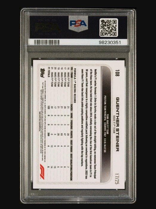 2022 Topps Chrome Guenther Steiner #108 Parallel card,, Collections, Autocollants