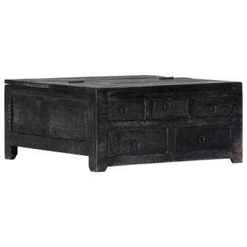 vidaXL Salontafel 65x65x30 cm massief mangohout zwart, Verzenden, Nieuw