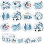 Sluitstickers kerstetiketten kerststickers winterblauw rond, Nieuw