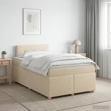 vidaXL Boxspringbed met matras Crèmekleurig 120 x 200 cm, Verzenden, Nieuw