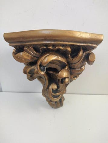 Snijwerk, goldfarbene dekorative Wandkonsole mit floralen