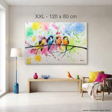 Monika Spiewak - Birds - Oil Painting Stretched On The Frame