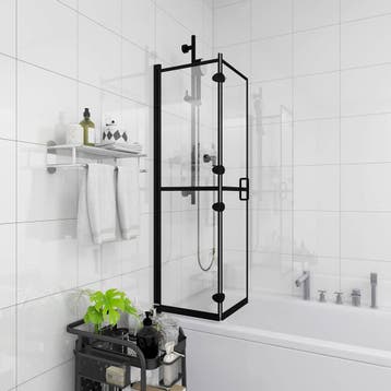 vidaXL Douchewand inklapbaar 80x140 cm ESG zwart, Verzenden