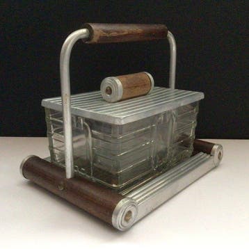 Koektrommel - Metaal, hout, spiegel en glas - bonbonnière, Antiek en Kunst