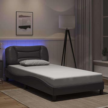 vidaXL Bedframe met LED zonder matras Hvar grijs 100x200, Verzenden, Nieuw