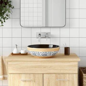 vidaXL Opzetwasbak rond 41x14 cm keramiek meerkleurig, Doe-het-zelf en Bouw, Sanitair, Verzenden, Nieuw