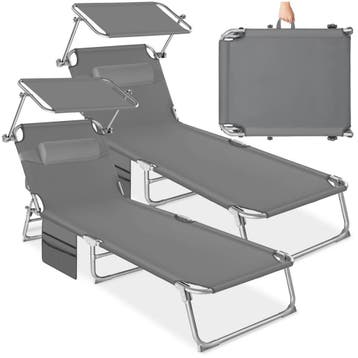 Set van 2 ligbedden Chloé 4 niveaus met hoofdkussen - grijs, Verzenden, Nieuw