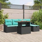 vidaXL Tuinbank Set met kussen met opslag 6 pcs Zwart poly, Verzenden