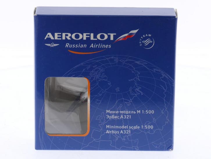 Schaal 1:500 Herpa 508896 Airbus A321 Aeroflot Reg. VP-BW..., Hobby en Vrije tijd, Modelbouw | Vliegtuigen en Helikopters, Zo goed als nieuw