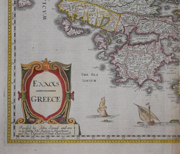 Griekenland - Griekenland; John Speed - Greece - 1661-1680, Boeken, Atlassen en Landkaarten