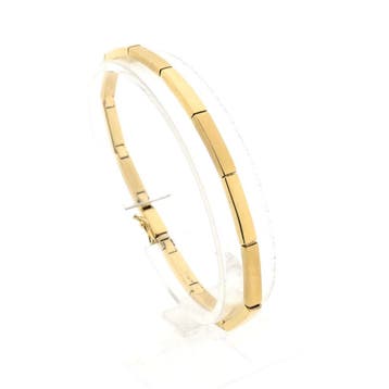 Gouden staafjes schakelarmband, Ophalen of Verzenden, Gebruikt, Goud, Goud