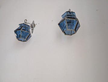 Wandkandelaar (2) - Kristal - blauw glas