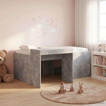 vidaXL Kinderhoogslaper met bureau Betongrijs 80 x 160 cm, Verzenden
