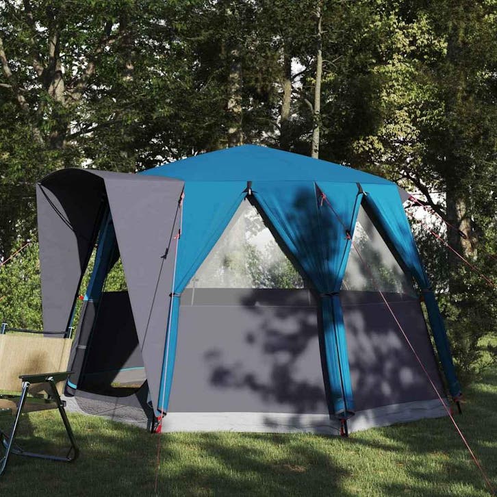 vidaXL Cabin Tent 3-Person met dak Blauw en Grijs 320 x 320, Caravanes & Camping, Tentes, Envoi