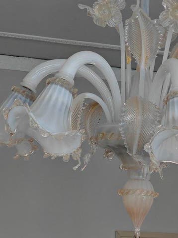 Lustre - Verre de Murano - Crème/or