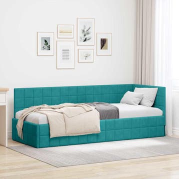 vidaXL Hoek Bed Frame met hoofdeinde Turquoise 80 cm x 200, Verzenden, Nieuw